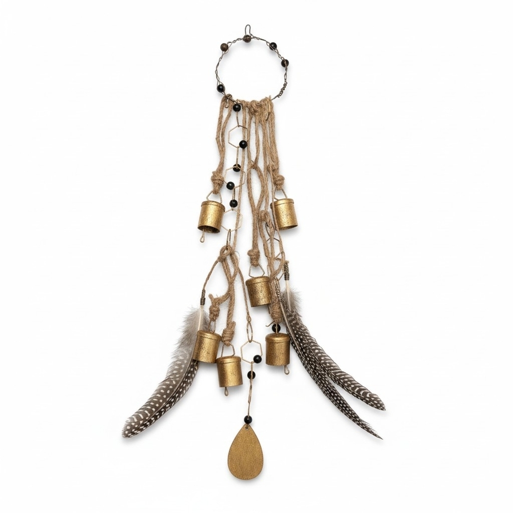 Witchy Door Knocker Obsidian & Selenite- Handmade Protection Bells